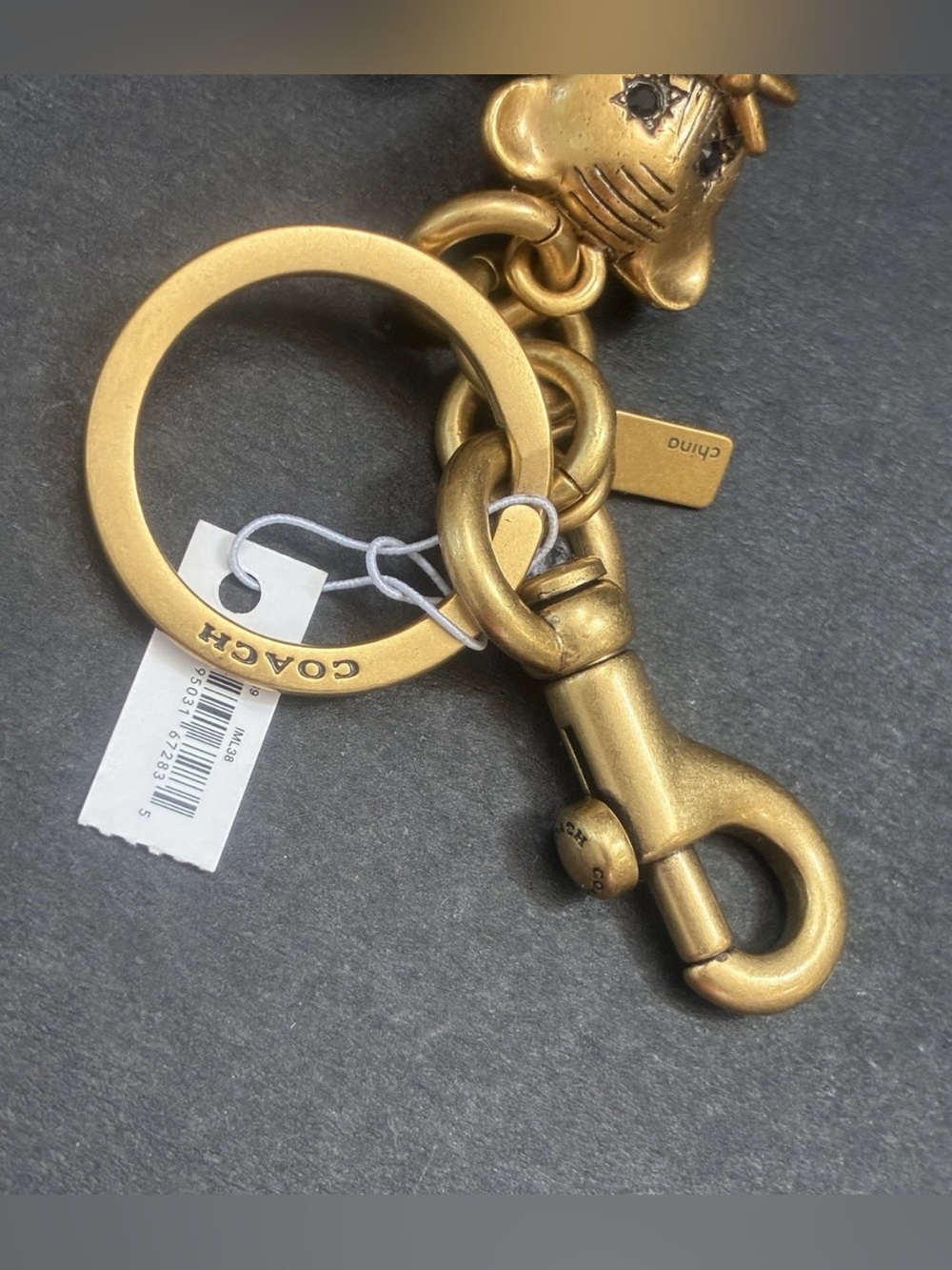 Coach Gold-Tone Cat Keychain Charm with Pearl Accent CC569 LTD - Picture 10 of 10